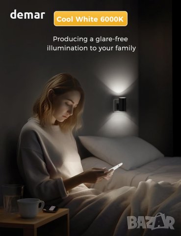 LOHAS-LED димируема ретро стенна нощна лампа,  студено бяло 6000K, черна, снимка 8 - Лампи за стена - 43960866