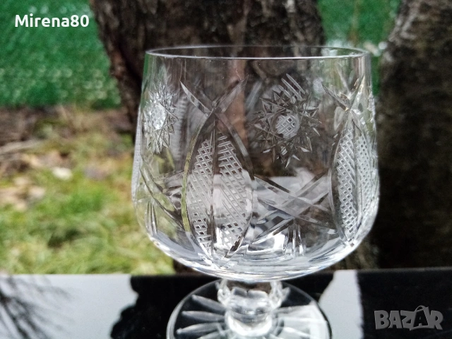 4 кристални чаши за коняк - Чехословакия !, снимка 3 - Чаши - 53419268