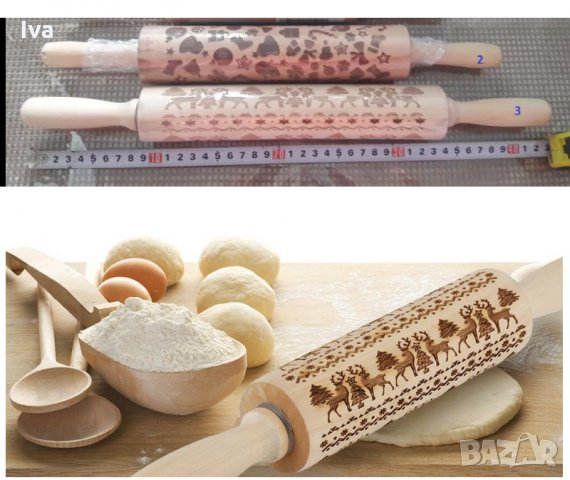 Дървена точилка, с релефни шарки за бисквитки, тесто, фондан Великден, снимка 5 - Форми - 26849086