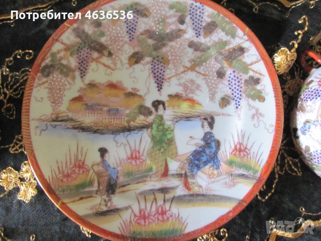 Японски К-т Чашка за чай и кафе, костен порцелан , маркирани, снимка 3 - Сервизи - 53254775