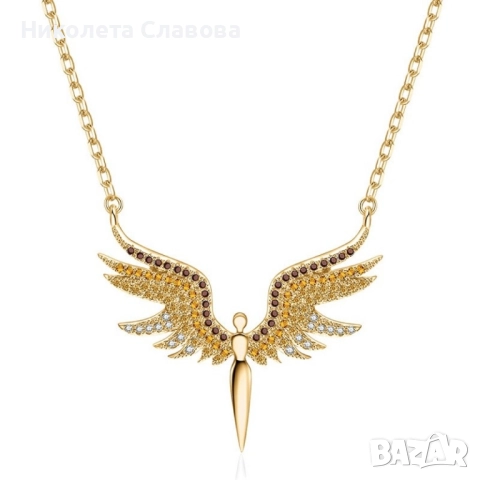 Нежно дамско колие с висулка феникс с камъни, снимка 5 - Колиета, медальони, синджири - 51838699