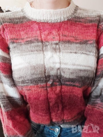 Ръчно плетена блуза, мохерна в три цвята, снимка 5 - Блузи с дълъг ръкав и пуловери - 27802296