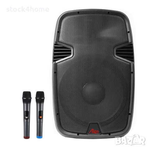 Мощна преносима тонколона с батерия, bluetooth, 2 безжични микрофона, 15 инча, 2115ADM-CB Alien