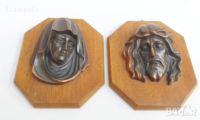 НАЙ ДОБРАТА ОФЕРТА стари барелефни фигури картини  Христос и Мария , снимка 2 - Други ценни предмети - 52619785