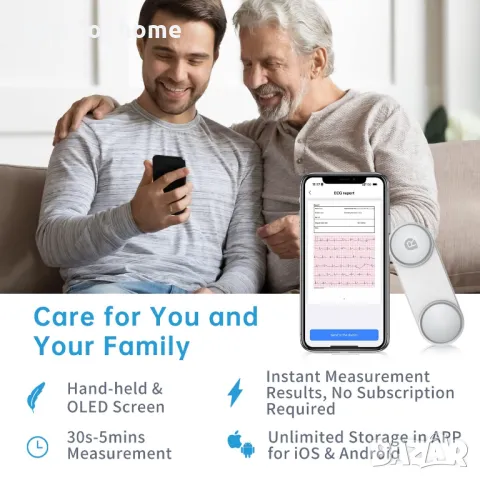  Преносим Bluetooth ЕКГ монитор с функция за анализ CheckMe , снимка 6 - Уреди за диагностика - 49772338