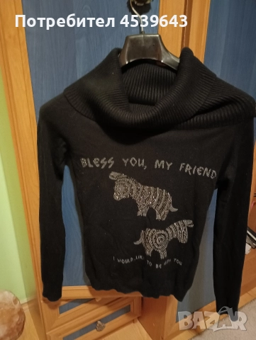 Дамски пуловер с поло яка със слончета, снимка 4 - Блузи с дълъг ръкав и пуловери - 52868072
