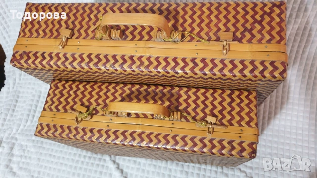Чифт екзотични плетени куфари, снимка 2 - Антикварни и старинни предмети - 53210176