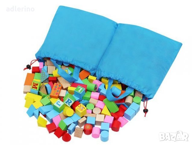 Детска игра Дървени кубчета в кутия, 200 броя, игра за бебета, снимка 4 - Конструктори - 34381175