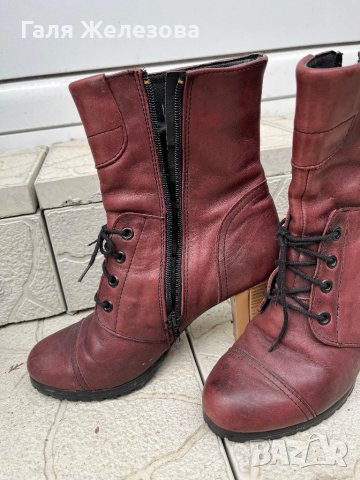 Естествена кожа в бордо, снимка 4 - Дамски боти - 43003337