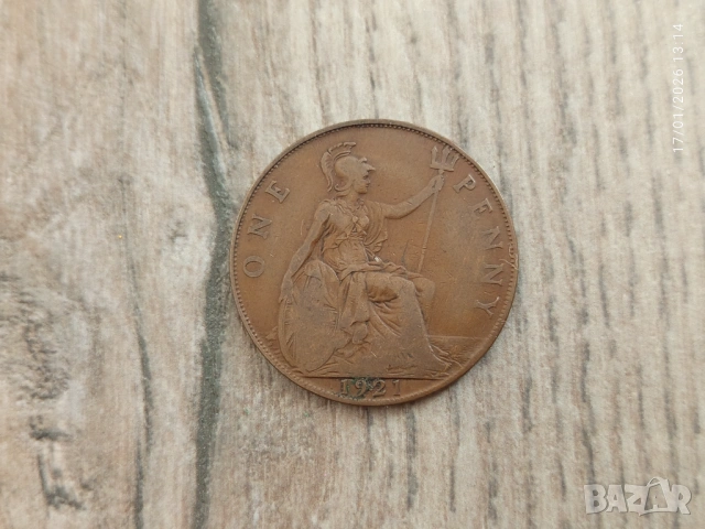 Монета 1921 Великобритания 1 Penny King George V