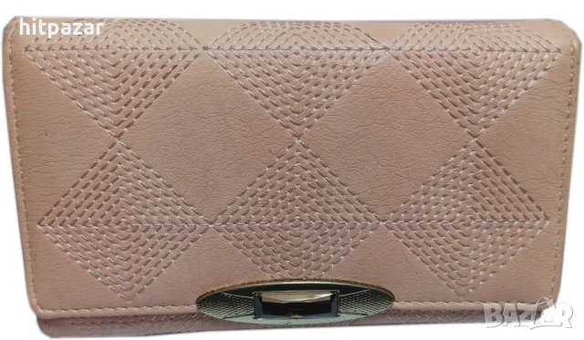 Портмоне с бродерия цвят праскова