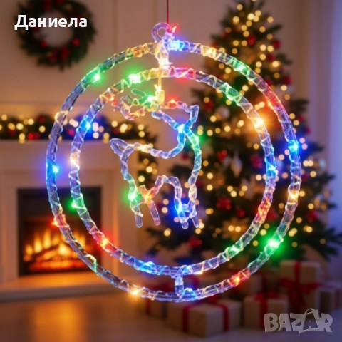 Въртяща се LED Коледна Декорация – Магически светлинен ринг за празничен уют, снимка 4 - Декорация за дома - 52549836