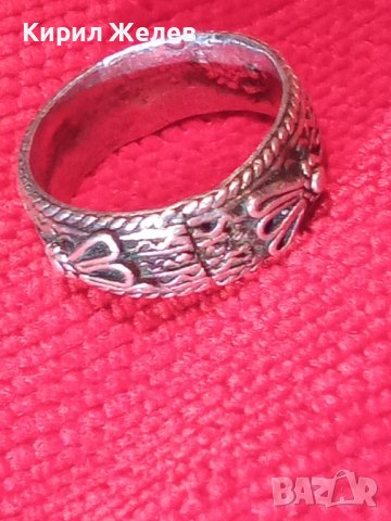 СТАРИНЕН СРЕБЪРЕН РЯДЪК РЪЧНО ПРАВЕН ПРЪСТЕН с ПЕЧАТ на МАЙСТОРА КОЛЕКЦИОНЕРСКИ УНИКАТ 28763, снимка 2 - Антикварни и старинни предмети - 37277521
