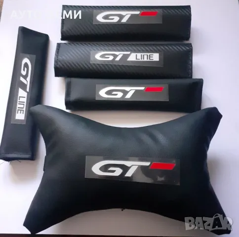 ТОП Цена за 2 бр-19 лв изцяло кожени възглавнички за авто седалка с надпис GT и GT line, снимка 1