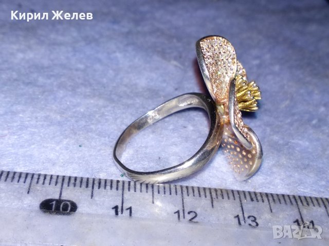 ПРЕЛЕСТЕН СКЪПОЦЕНЕН ФЛОРАЛЕН СРЕБЪРЕН ПРЪСТЕН ЦВЕТЕ СРЕБРО 925 с МНОГО БЛЕСТЯЩИ ЦИРКОНЧЕТА 17150, снимка 18 - Пръстени - 40555229
