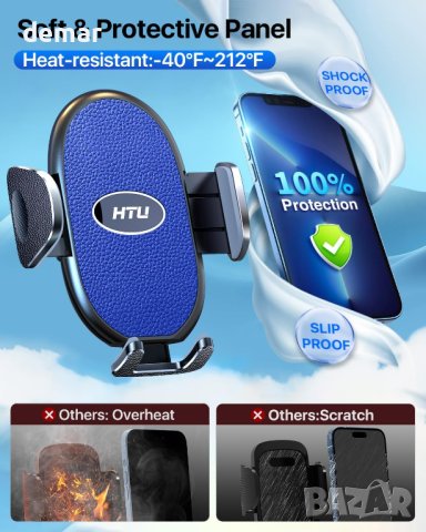 HTU Стойка за телефон за кола iPhone 14,13,12 Pro Max,Samsung S23, снимка 5 - Аксесоари за Apple - 43074768