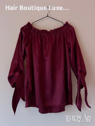 Сатенена блуза с панделки на ръкавите 🎀, снимка 4 - Блузи с дълъг ръкав и пуловери - 43839329