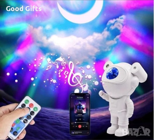 Лампа проектор Астронавт с Bluetooth, МУЗИКА И СВЕТЛИНА, снимка 3 - Детски нощни лампи - 43019648