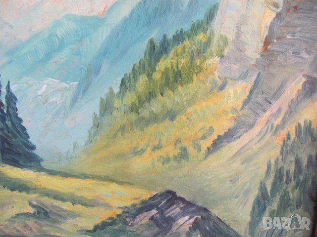 Стара Картина Масло, Картон, Подписана, снимка 8 - Картини - 43113562