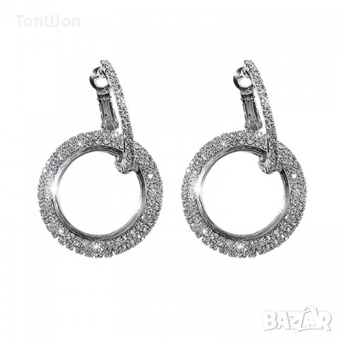 Стилни дамски обеци с кристали, снимка 2 - Обеци - 24542059