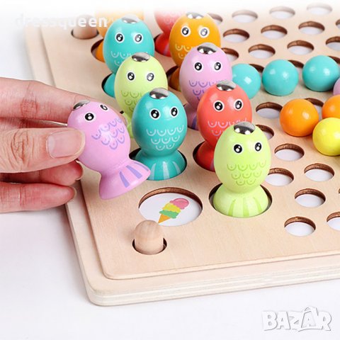 3584 Дървен пъзел с топчета и магнитни рибки, снимка 6 - Игри и пъзели - 37742844