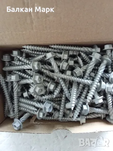 Винт,винтове за дърво,6x50,шестостенна глава,TORX,шайба,връх 17, цинк-ламелно покр.торнадо100бр