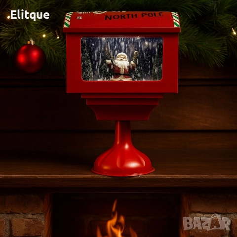 Музикална пощенска кутия „Santa North Pole“ с ефект на падащ сняг, снимка 6 - Други - 52739609