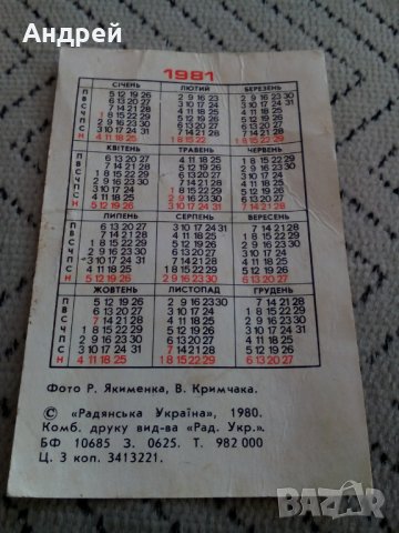 Календарче Аерофлот 1981, снимка 2 - Други ценни предмети - 28168274