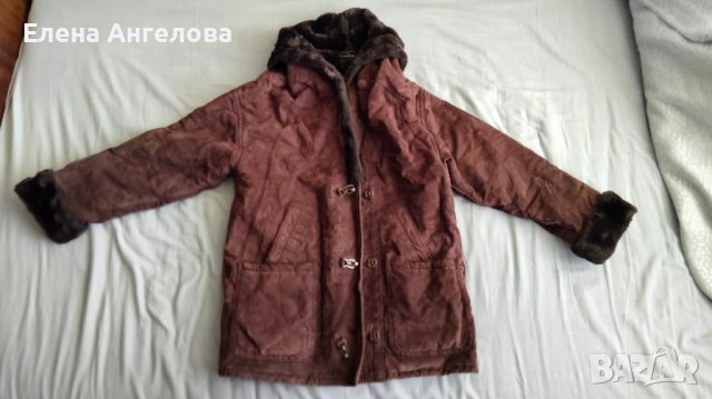 Кожено яке, палто, велур, кафяво "Gallery" №40, снимка 2 - Якета - 40709485