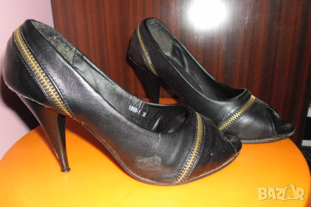 елегантни обувки на висок ток  цвят нежна циклама и черен, снимка 3 - Дамски обувки на ток - 26742377