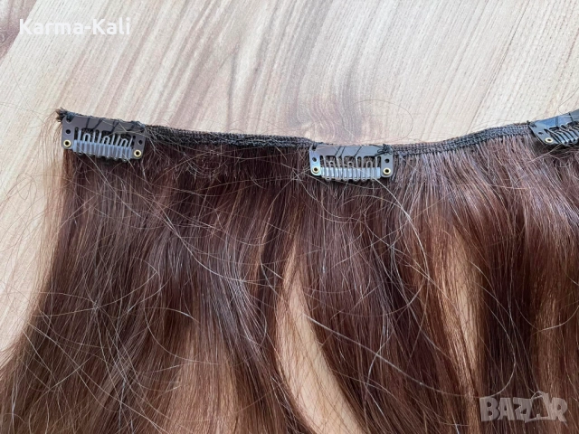 естествена коса на клипсове кестенява