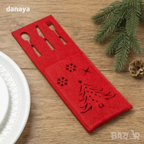 5349 Коледен калъф за прибори Нова година, снимка 2 - Декорация за дома - 47574167
