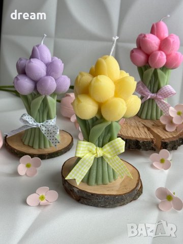 Декоративна свещ “Букет Лаленца”, снимка 2 - Подаръци за жени - 44036561