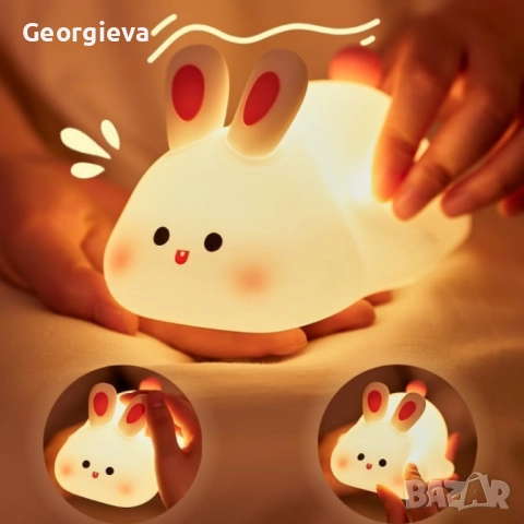 Нощна лед лампа заек Tilihome Rabbit LED Light - сладка заешка лампа, снимка 3 - Лед осветление - 52097811
