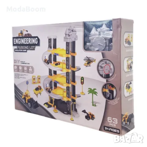 Пететажен паркинг гараж с машини и аксесоари комплект 63 бр, снимка 5 - Конструктори - 48425634