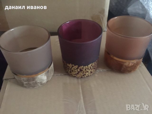 4 цвята свещник /лилав/зелена /тамно кафяв/и бледо кафяв 