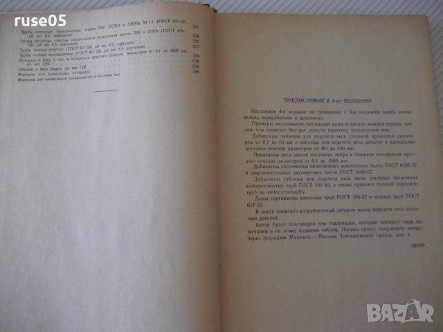 Книга"Таблицы для подсчета веса деталей..-П.Поливанов"-240ст, снимка 4 - Специализирана литература - 38185792
