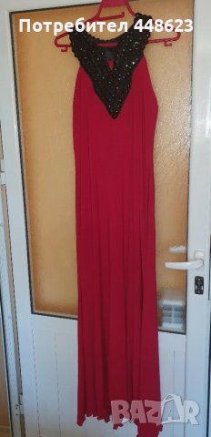 Червена  официална дълга рокля в червен цвят 