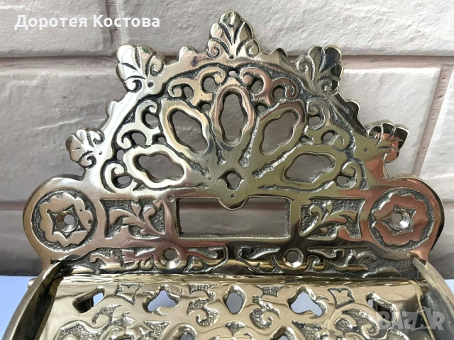 Красива месингова поставка за тоалетна хартия от Англия, снимка 3 - Антикварни и старинни предмети - 52575094