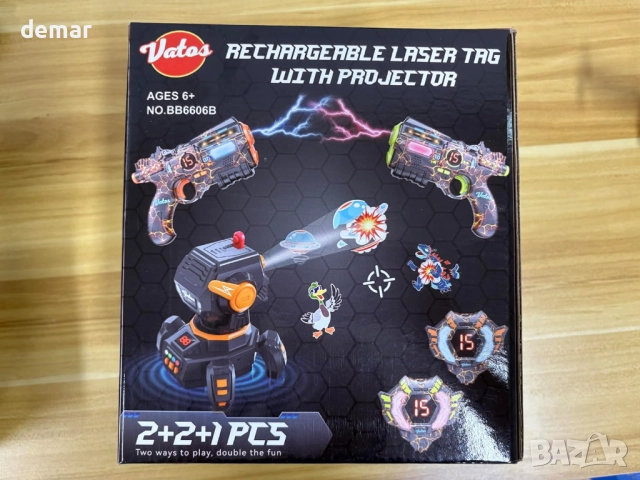 VATOS Акумулаторни инфрачервени лазерни пистолети за 2 души и проектор, снимка 10 - Образователни игри - 52721464