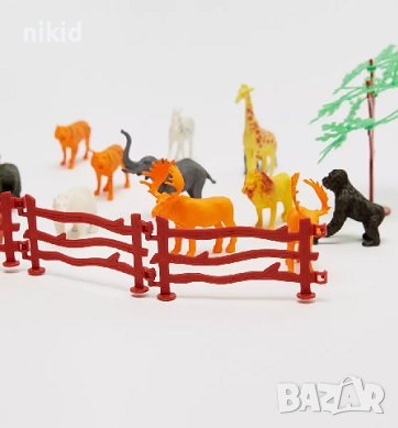 12 бр малки зоо диви джунгла сафари животни пластмасови фигурки играчки за игра и украса торта, снимка 8 - Фигурки - 40430859