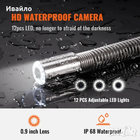 Камера за инспекция на тръби и канали Vevor - 91 метра, снимка 4 - ВИК - 51283672