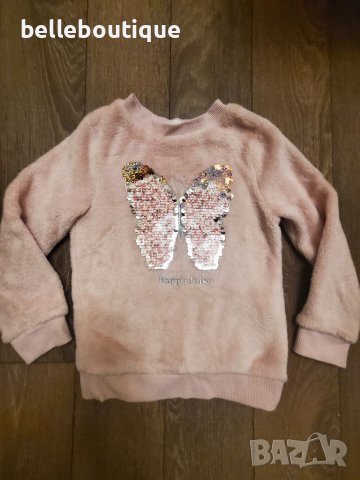 Страхотен изключително топъл бледо розов пуловер с пайети 104 см., снимка 2 - Детски пуловери и жилетки - 38725725