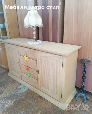 Скрин изработен изцяло от естествено дърво. С 4 чекмеджета и 2 врати. , снимка 7 - Шкафове - 50977665