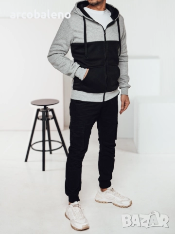 Мъжки суичър с цип и качулка, 3цвята , снимка 3 - Суичъри - 47535709