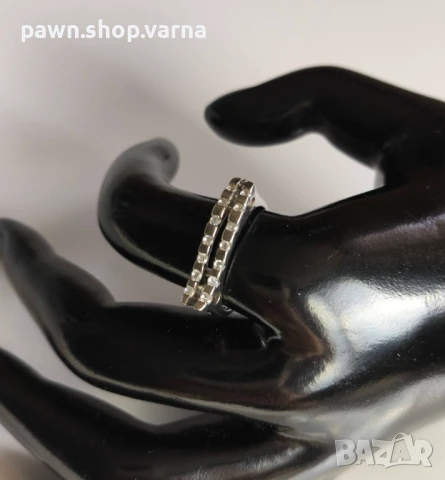 Нов сребърен пръстен 925 с фианити – родиран, 3,60 г, размер 18,5 мм, снимка 7 - Пръстени - 51408372