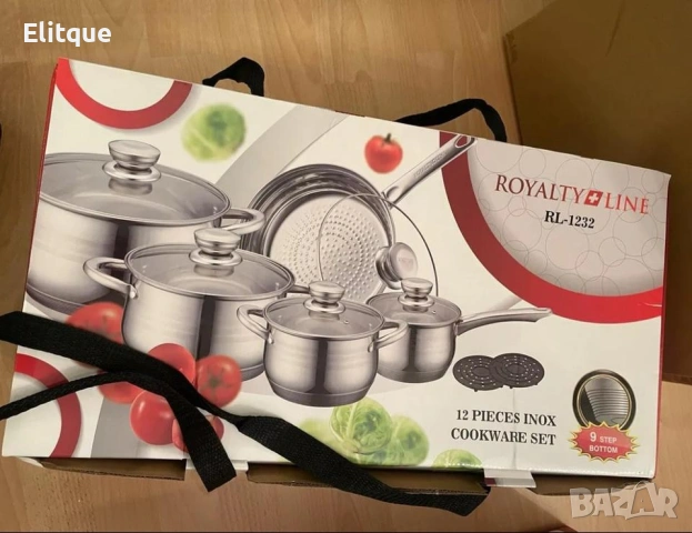 Royalty Line RL-1232 – Комплект от 12 части, с капаци и многослойно дъно, снимка 5 - Съдове за готвене - 53082490