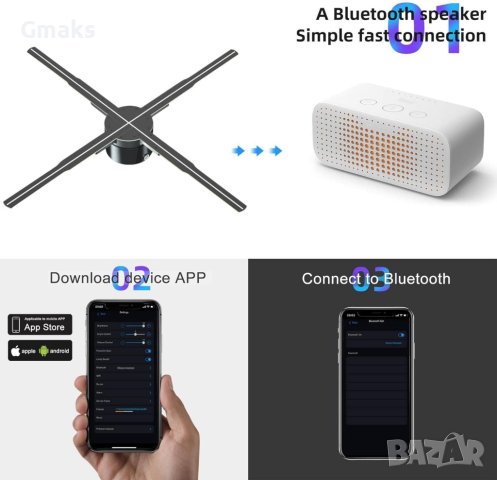 45 См Холографски Дисплей С 4 Остриета, 3D Реклама за магазин, снимка 9 - Плейъри, домашно кино, прожектори - 43272258