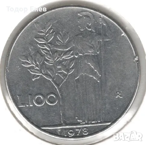 Italy-100 Lire-1978 R-KM# 96.1-large type, снимка 1