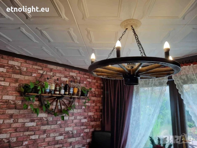 Полилеи от автентични реставрирани колела от каруца , снимка 12 - Полилеи - 40219450